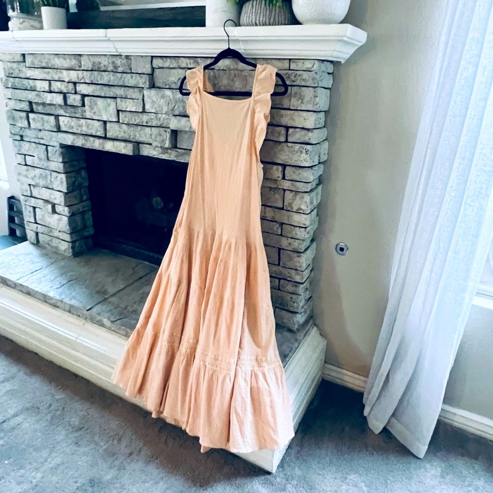 Free People Maxi Dress Size Small- Soft Peace Color Tiered Maxi Dress